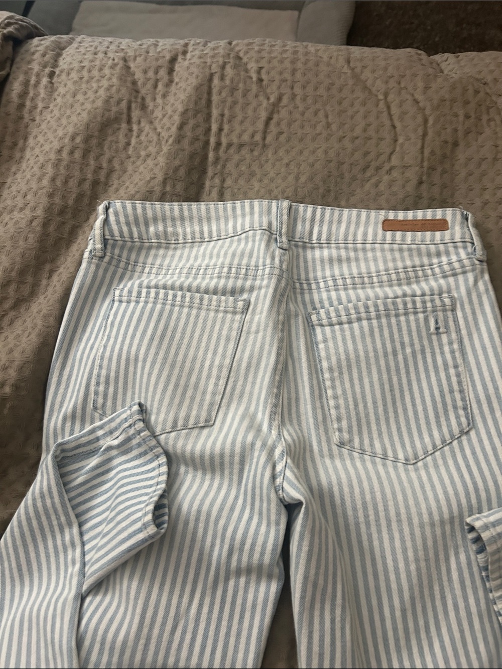 Articles Of Society Blue & White Striped Jeans - High Rise Detail - Picture 5 of 8